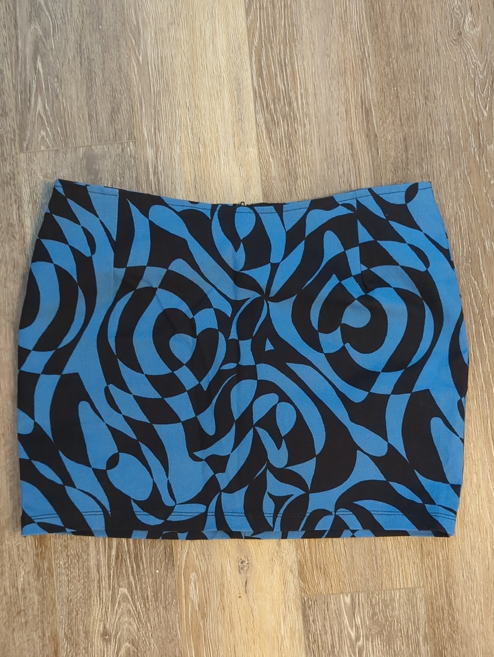 Motel Rocks Blue and Black Abstract Mini Skirt